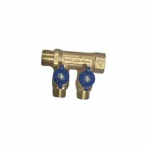 מרכזיה עם ברז 2 יציאות כחול